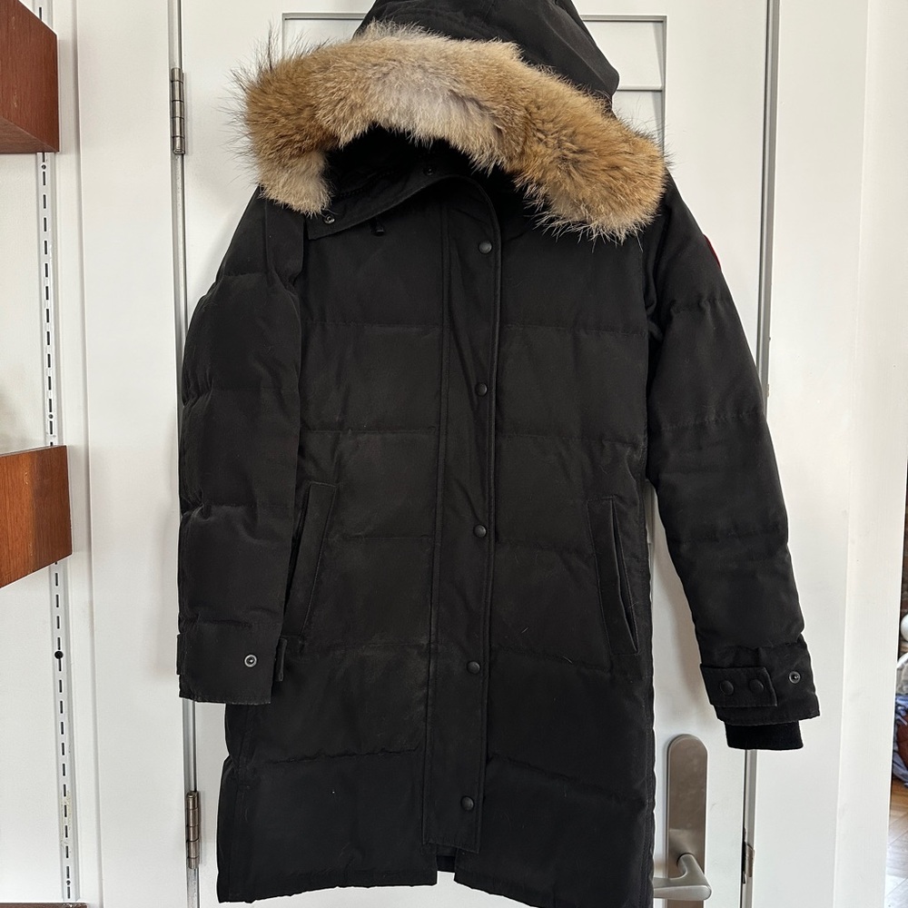 Canada Goose Shelburne Black Parka Coat with Fur Hood
